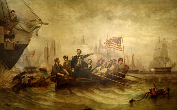 Battle of Lake Erie by William Henry Powell (1823 - 1879) Oil on