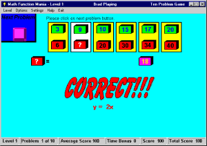 Math Function Mania - Learn algebraic functions with this game.