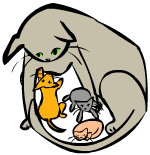 baby kittens and cat, mammals