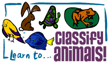 learn to classify mammals, reptiles, birds, amphibians and fish!