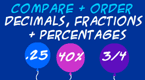 Decimals, Fractions, Percentages - Balloon Pop