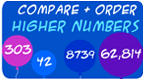 compare and order Higher Numbers - balloon pop 