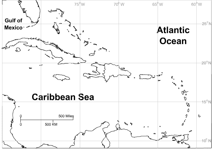 lesser antilles blank map