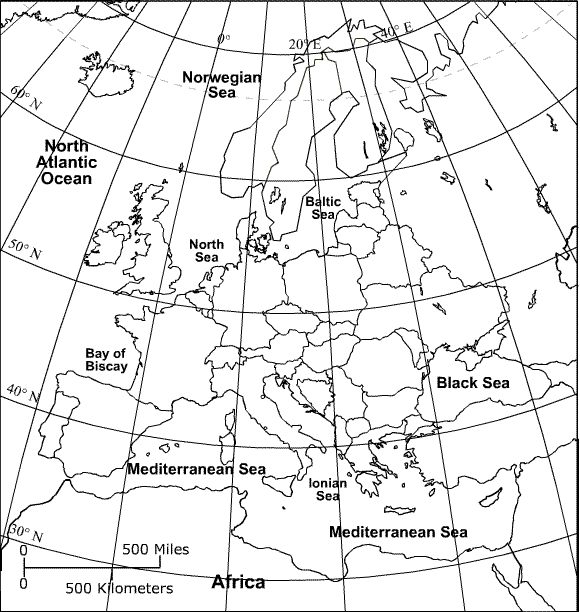 map of europe with longitude and latitude